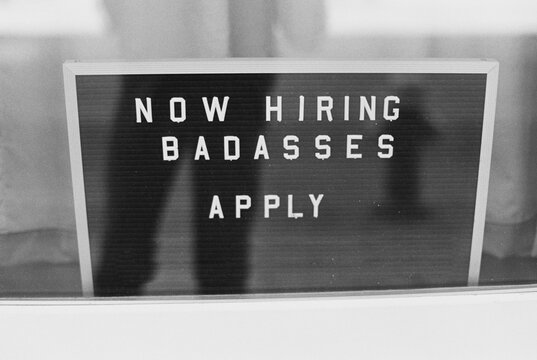 Funny employment advertising sign