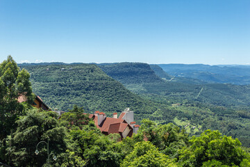 Panoramic view of vast vegetation from the city of Gramado, in the southern region of Brazil.