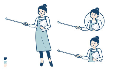 simple apron woman_pointing-stick-B