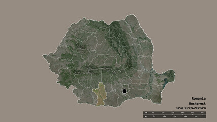 Location of Olt, county of Romania,. Satellite