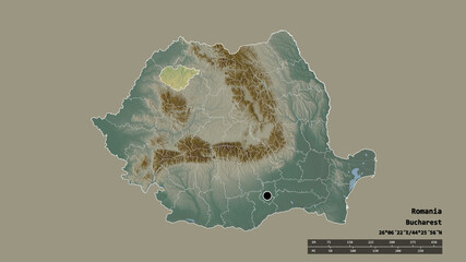 Location of Salaj, county of Romania,. Relief