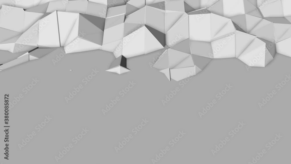 Poster light gray animated low poly background. looped abstract animation. 3d render