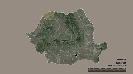 Location of Satu Mare, county of Romania,. Satellite