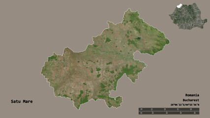 Satu Mare, county of Romania, zoomed. Satellite