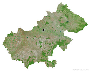 Satu Mare, county of Romania, on white. Satellite