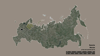 Location of Arkhangel'sk, region of Russia,. Satellite