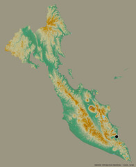 Kamchatka, territory of Russia, on solid. Relief