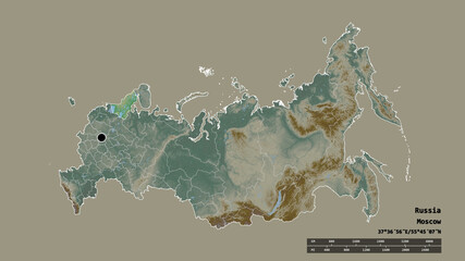 Location of Karelia, republic of Russia,. Relief