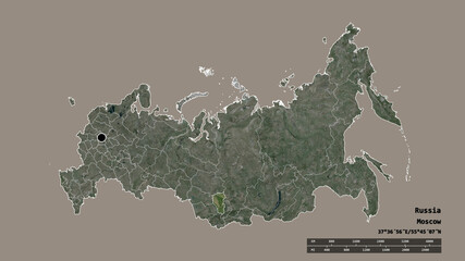 Location of Kemerovo, region of Russia,. Satellite