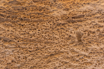 Geoforms in the rocks of Playa los Escullos in the natural park of Cabo de Gata, Nijar, Andalucia. Spain, Mediterranean Sea
