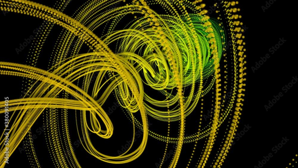 Poster moving multicolored swirling lines on a black background. abstract looped animated background. 3d re