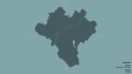 Lipetsk - Russia. Bounding box. Administrative