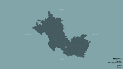 Mordovia - Russia. Bounding box. Administrative