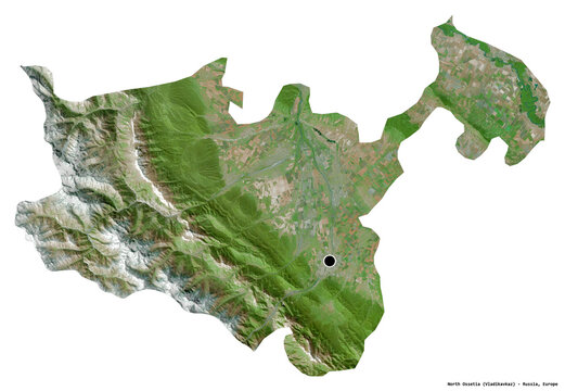 North Ossetia, republic of Russia, on white. Satellite