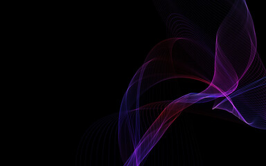 Dark abstract background with a glowing abstract waves