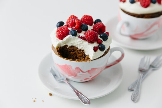 Chococlate mug cake in a fun DIY decorated cup