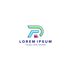 D logo initial DR letter D vector technology icon illustrations