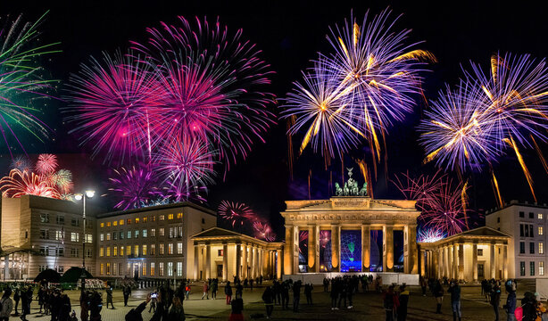 New Year's Eve party at the Brandenburg Gate, Berlin in the New Year.