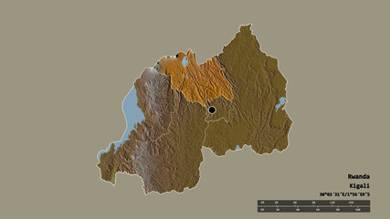Location of Amajyaruguru, province of Rwanda,. Relief