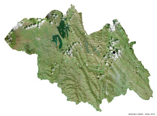 Amajyaruguru, province of Rwanda, on white. Satellite