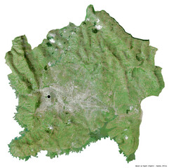 Umujyi wa Kigali, province of Rwanda, on white. Satellite