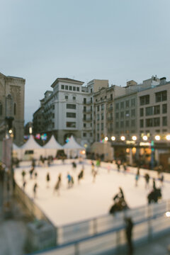 Ice rink installed in the city square.