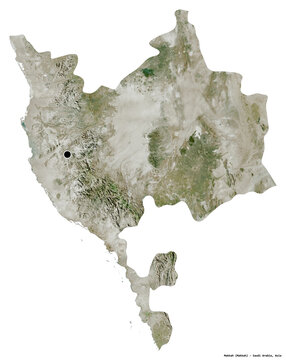 Makkah, region of Saudi Arabia, on white. Satellite