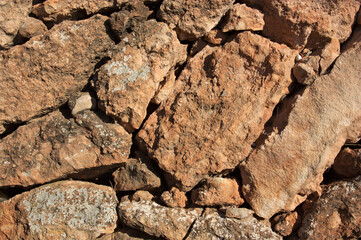 Close-up of a wall formed by stones without mortar