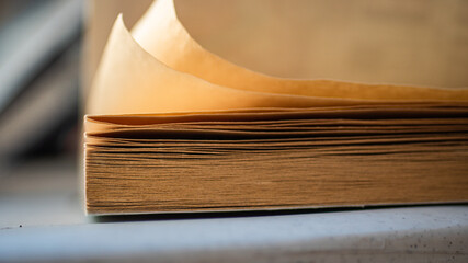 old book on wooden table