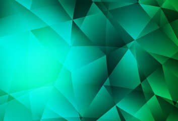 Light Green vector shining triangular background.