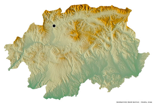 Banskobystricky, region of Slovakia, on white. Relief