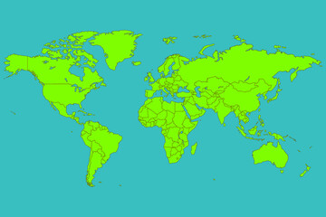Fototapeta na wymiar Mapa del mundo dividido por países.