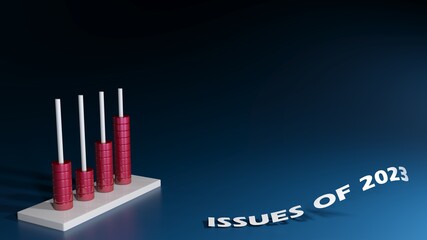 Blue background with abacus for ISSUES OF 2023 - 3D Rendering illustration