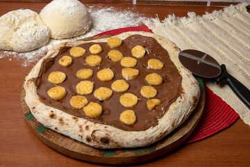 Chocolate pizza and bananas