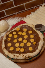 Chocolate pizza and bananas