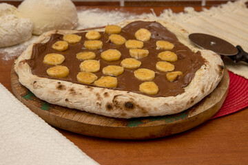 Chocolate pizza and bananas