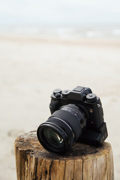 Shot of photo camera on stub