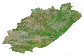 Naklejka premium Eastern Cape, province of South Africa, on white. Satellite