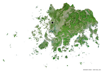 Jeollanam-do, province of South Korea, on white. Satellite