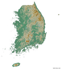 South Korea on white. Relief