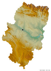 Aragon, autonomous community of Spain, on white. Relief © Yarr65