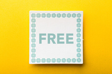 Free Label On Yellow Background