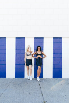 Female Fashionable Friends Out in Coney Island . Us New york Cit