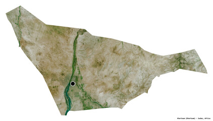 Khartoum, state of Sudan, on white. Satellite