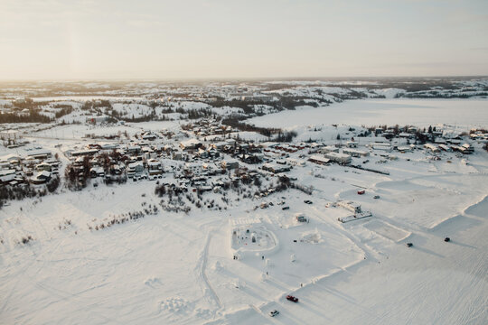 Yellowknife and Great Slave Lake Cityscape