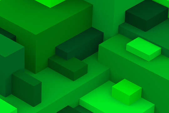 Abstract geometric cubic dark colorful background. isometric 3d render.