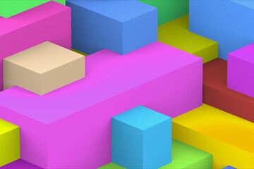 Abstract geometric cubic colorful background. isometric 3d render.