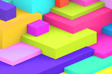Naklejka premium Abstract geometric cubic colorful background. isometric 3d render.