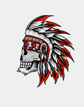 Indian apache skull head vector illustration design.