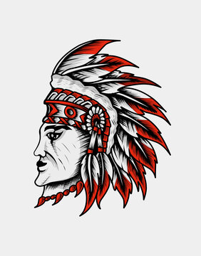 Indian apache head mascot-vector illustration.